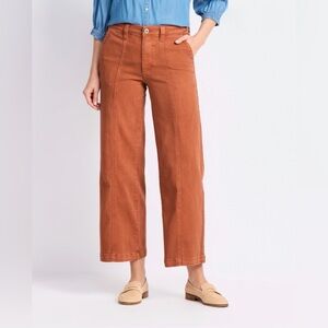 High Rise Wide Leg Pants | Burn Orange | Stretch Cotton | Size 12
